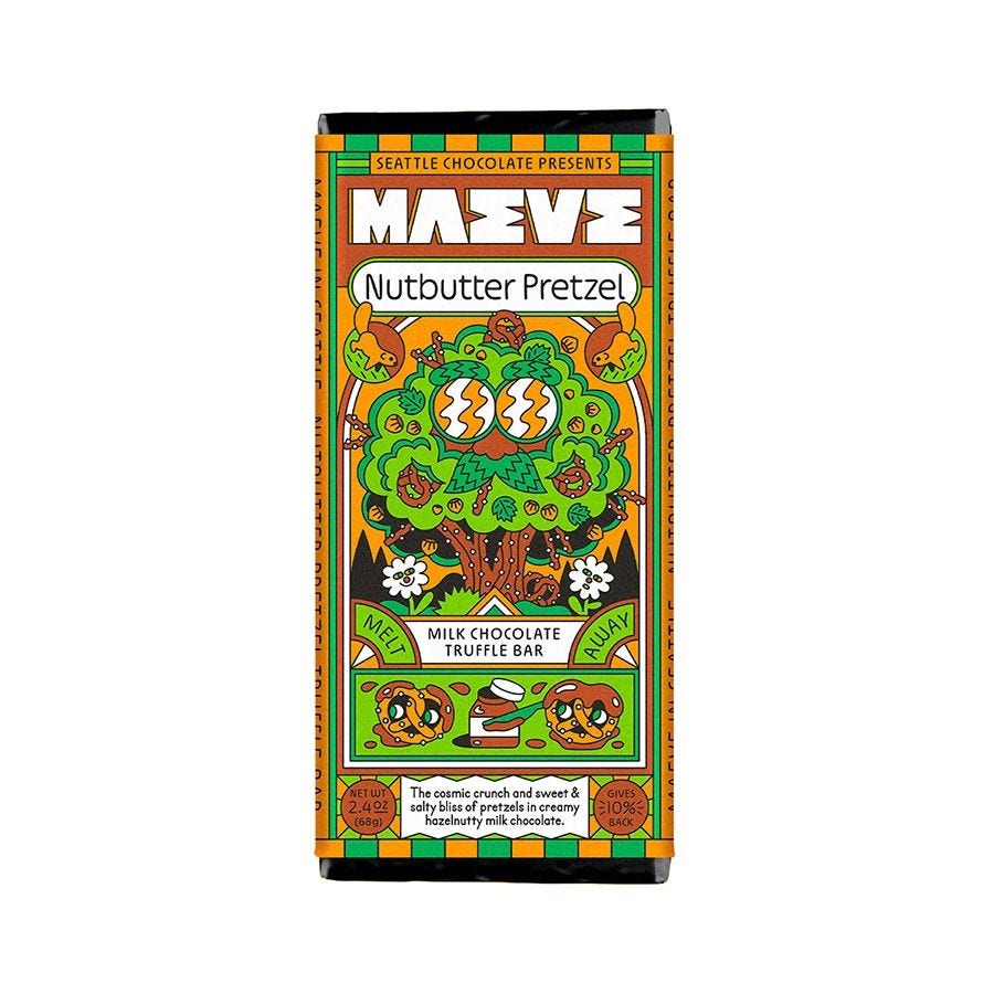 Maeve Nutbutter Pretzel Milk Chocolate Truffle Bar 2.4 oz.