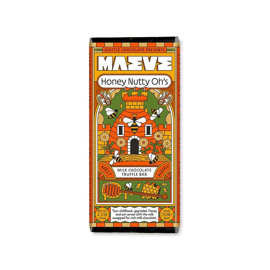 Maeve Honey Nutty Oh's Milk Chocolate Truffle Bar 2.5 oz.