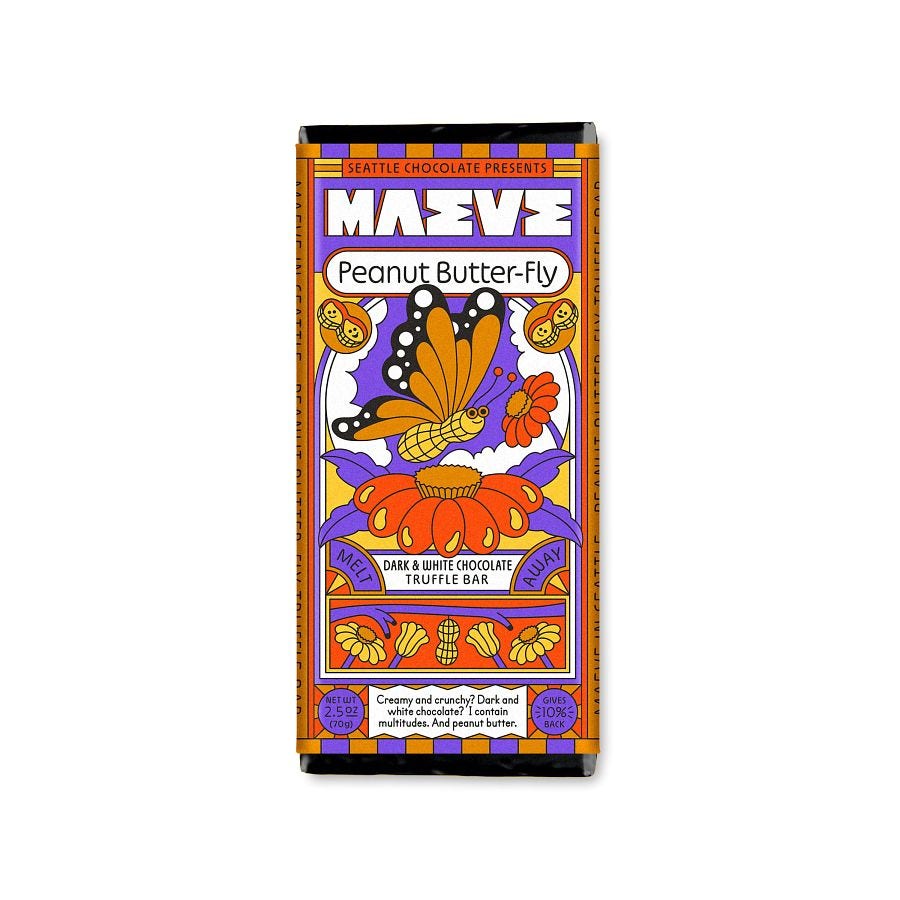 Maeve Peanut Butter-Fly Dark Chocolate Truffle Bar 2.5 oz.