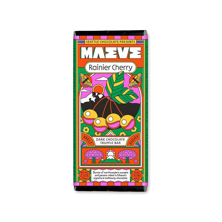 Maeve Rainier Cherry Dark Chocolate Truffle Bar 2.5 oz.