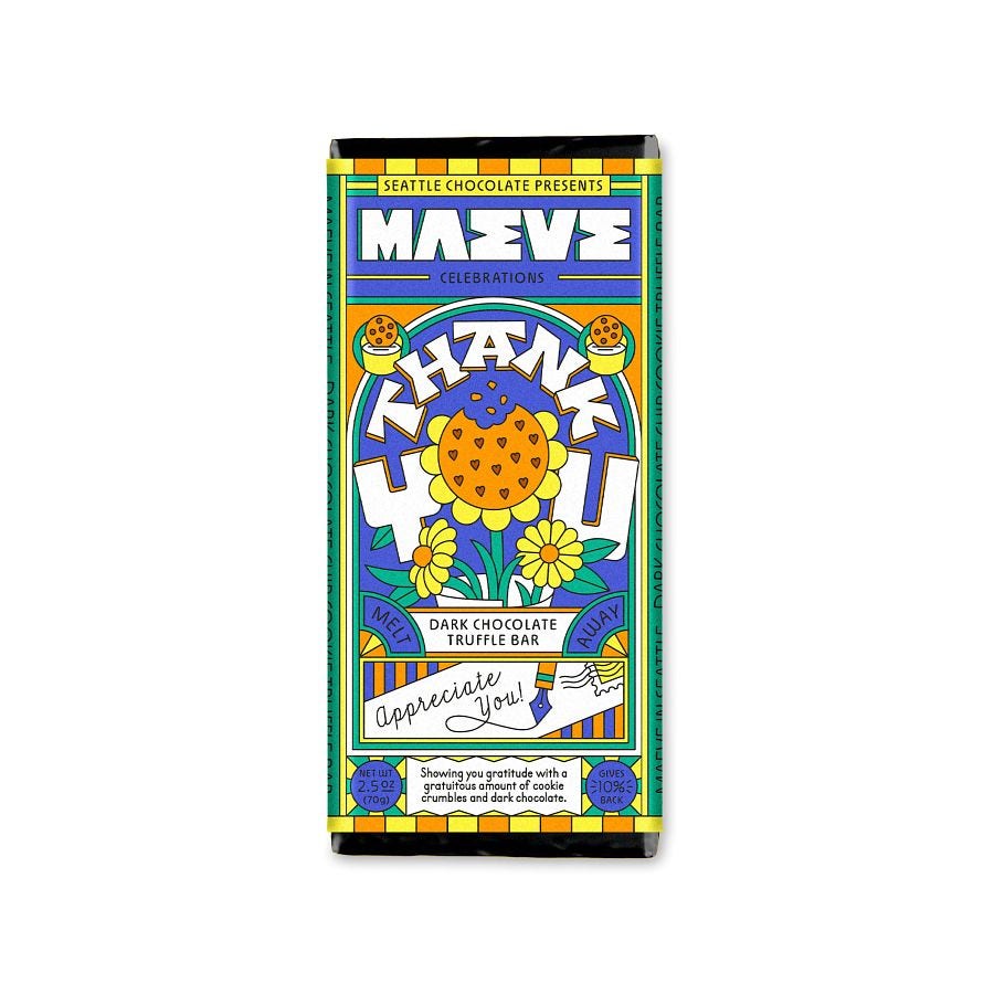 Maeve Thank You Celebration Dark Chocolate Truffle Bar 2.5 oz.