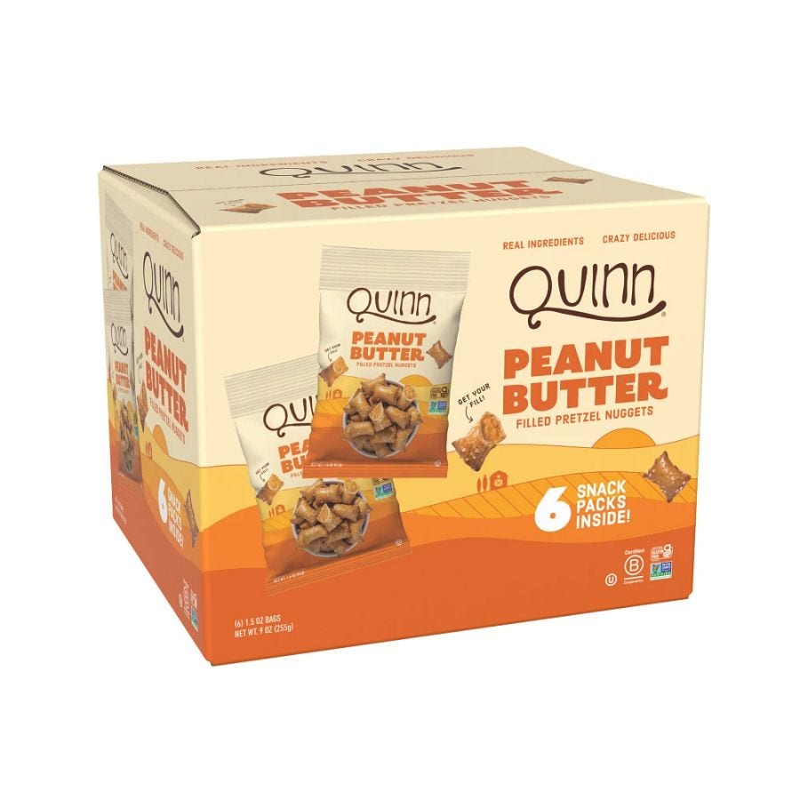 Quinn Peanut Butter Filled Pretzel Nuggets Snack Pack 6 (1.5 oz.) bags