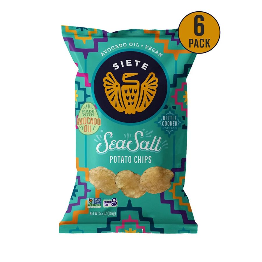 Siete Sea Salt Avocado Oil Kettle Cooked Potato Chips 6 (5.5 oz.) bags