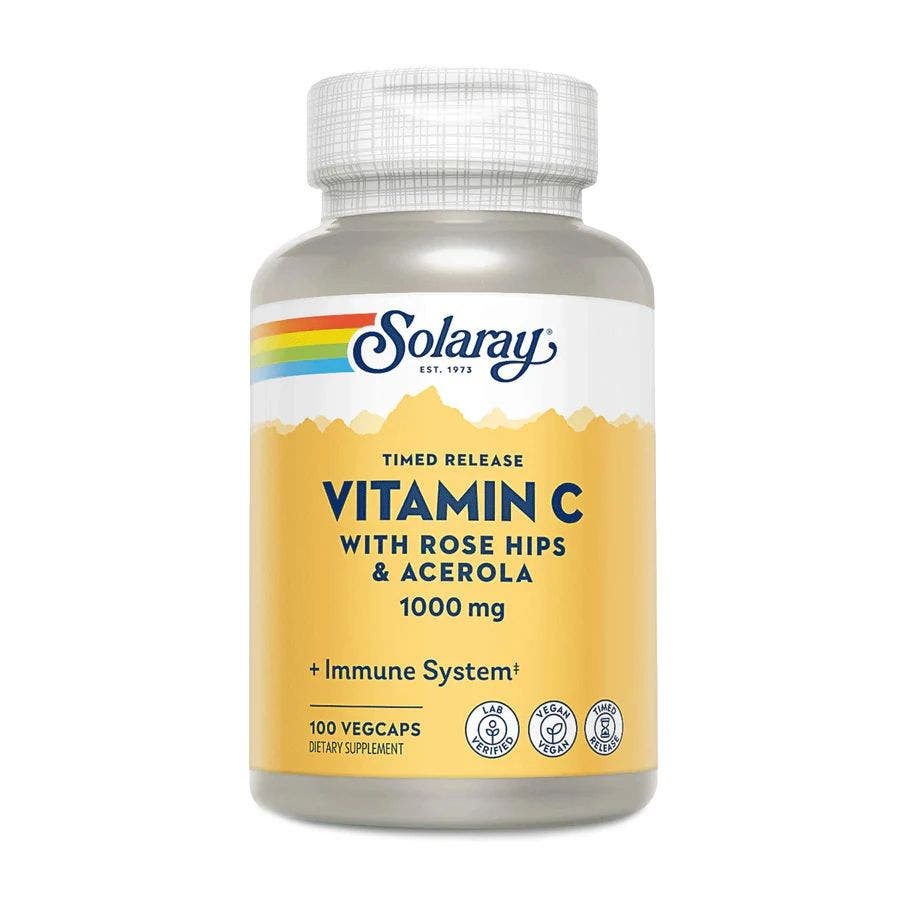Solaray Time Release Vitamin C with Rose Hips & Acerola 100 VegCaps