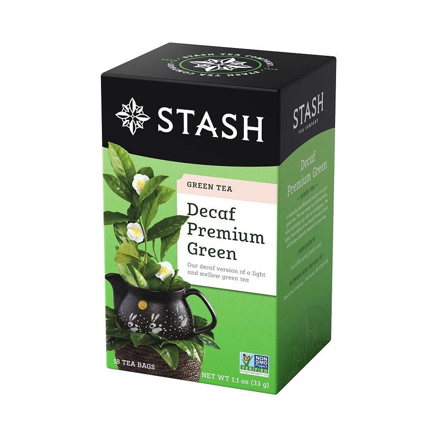 Stash Tea Premium Green Decaffeinated Tea Bags 18 foil tea bags