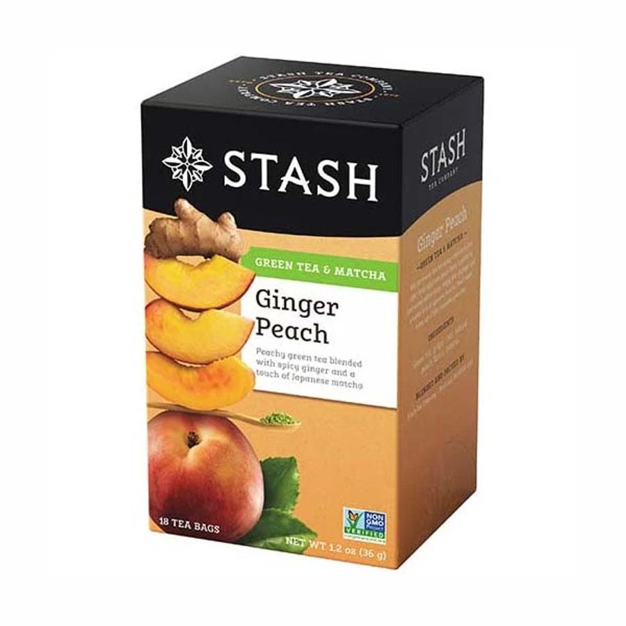 Stash Tea Ginger Peach Green with Matcha Tea Bags 18 tea bags