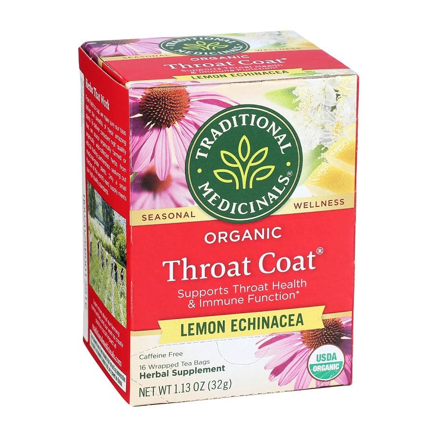 Traditional Medicinals Organic Lemon Echinacea Throat Coat Tea 16 tea bags