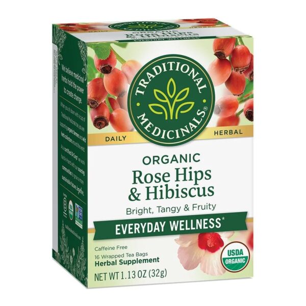 Traditional Medicinals Organic Rose Hips with Hibiscus Tea 16 tea bags
