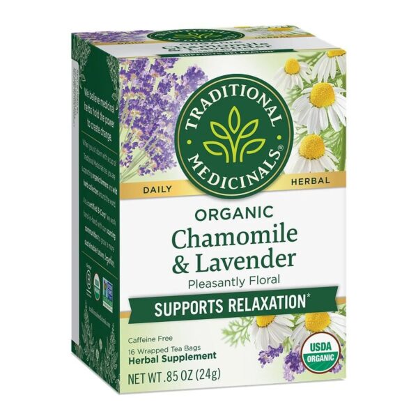 Traditional Medicinals Organic Chamomile with Lavender Herbal Tea 16 Tea Bags 0.85 oz