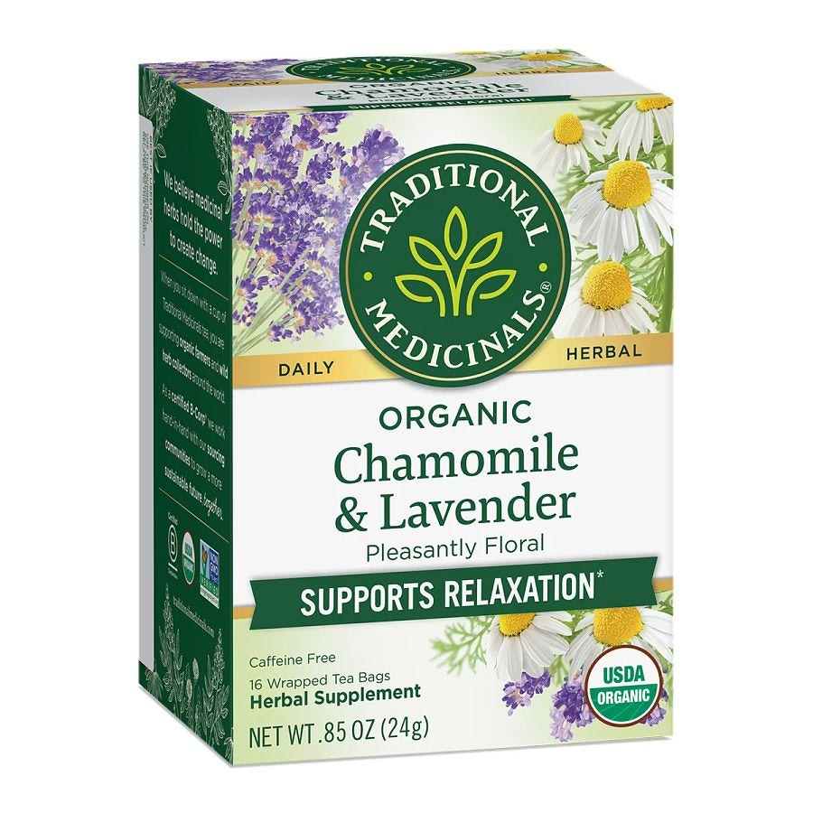 Traditional Medicinals Organic Chamomile with Lavender Herbal Tea 16 Tea Bags 0.85 oz