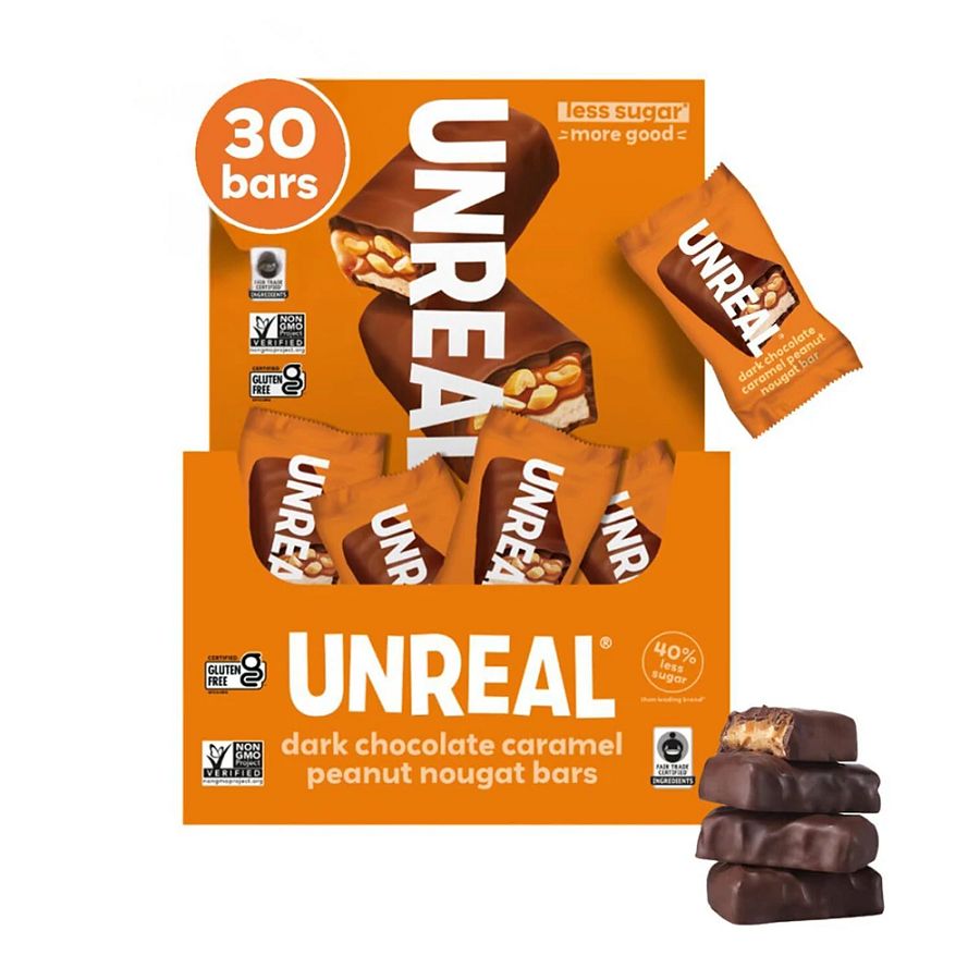 Unreal Dark Chocolate Caramel Peanut Nougat Bars 30 (0.67 oz.) count