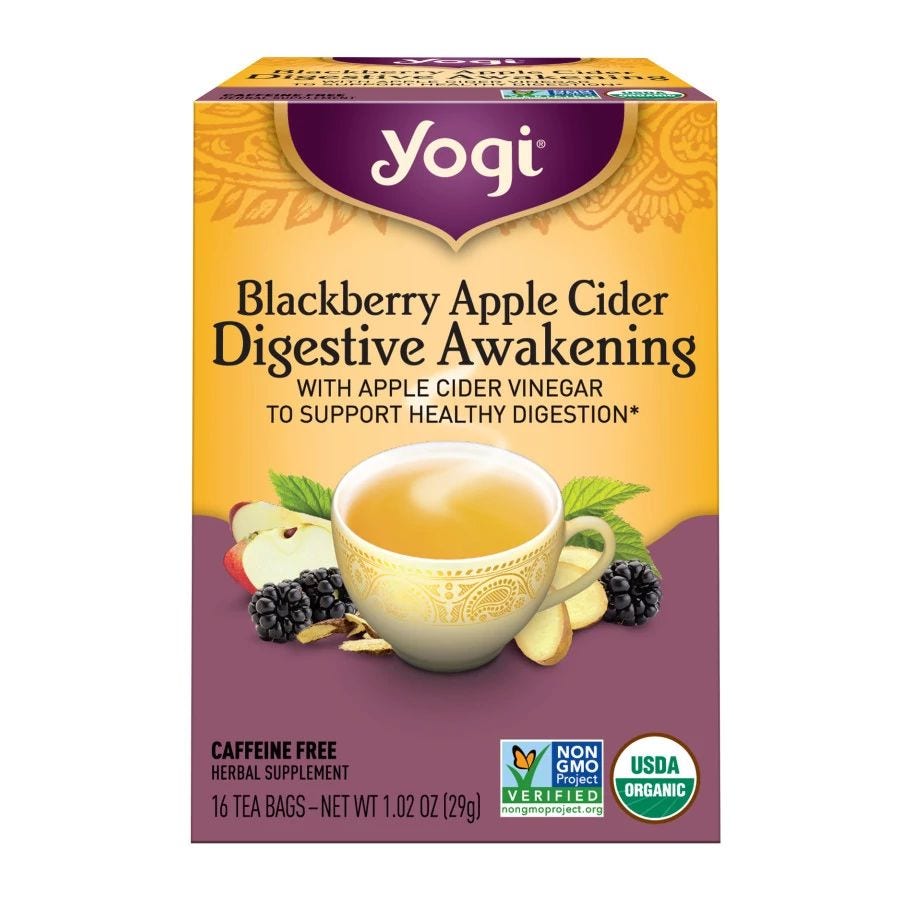 Yogi Tea Blackberry Apple Cider Vinegar Digest Awakening Tea 16 tea bags