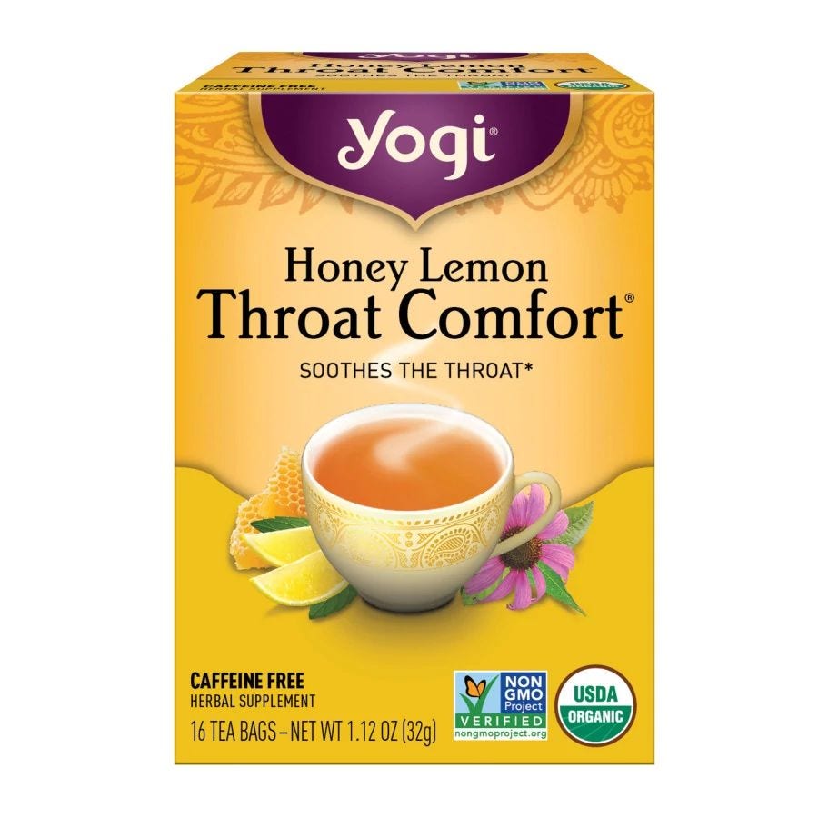 Yogi Tea Organic Honey Lemon Throat Comfort Tea 16 tea bags