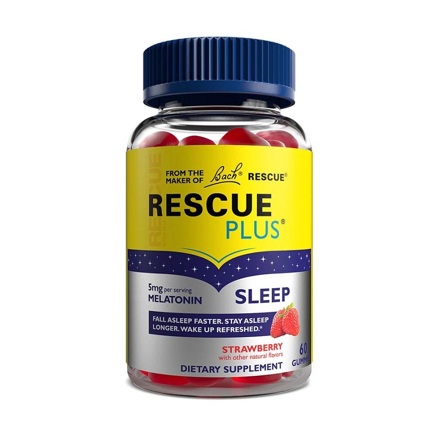 Bach Flower Remedies Rescue PLUS Sleep Gummy, Natural Strawberry Flavor 60 count