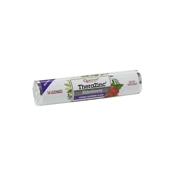Quantum Health TheraZinc Elderberry Lozenges Natural Raspberry Flavor 14 count