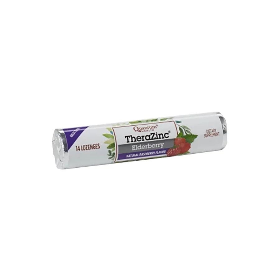 Quantum Health TheraZinc Elderberry Lozenges Natural Raspberry Flavor 14 count