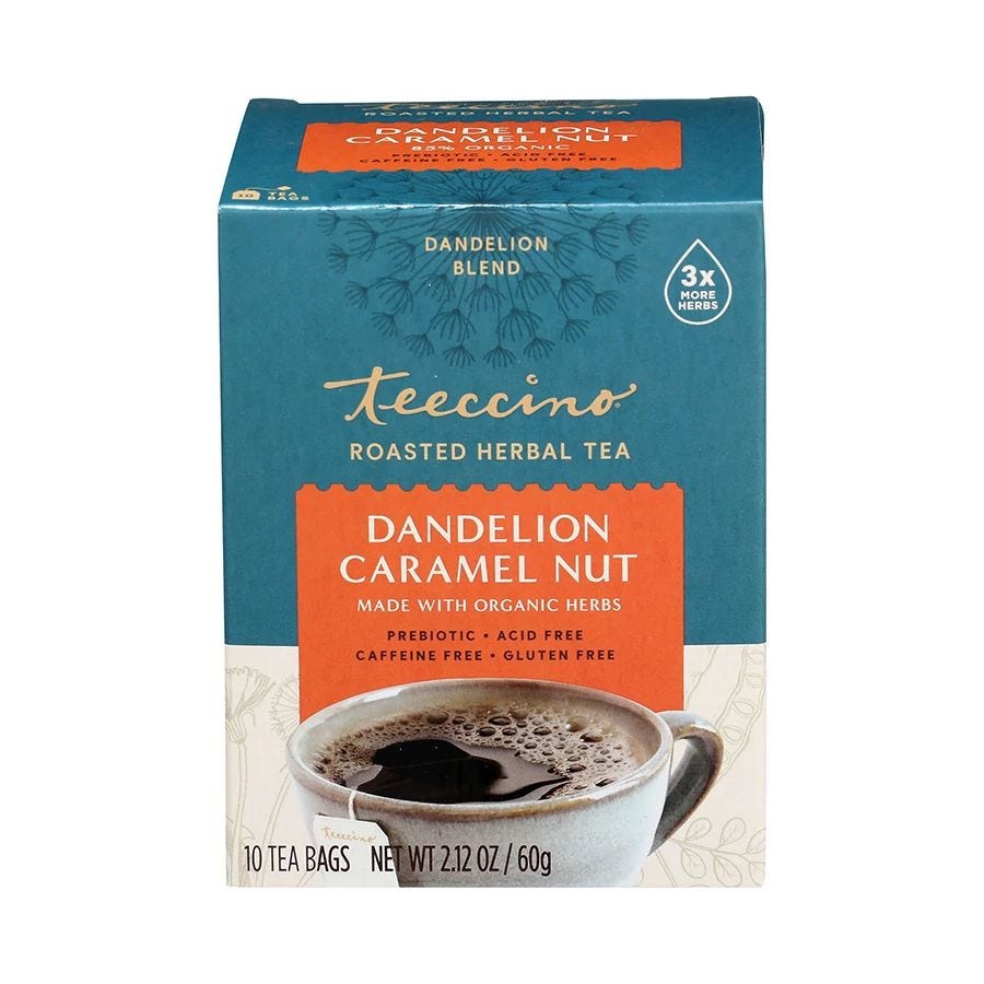 Teeccino Gluten-Free Dandelion Caramel Nut Chicory Herbal Tea