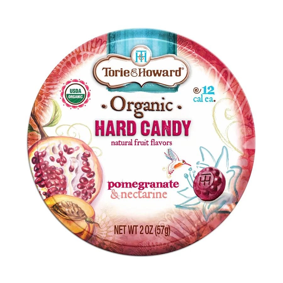 Torie and Howard Pomegranate & Nectarine Hard Candy 2 oz.