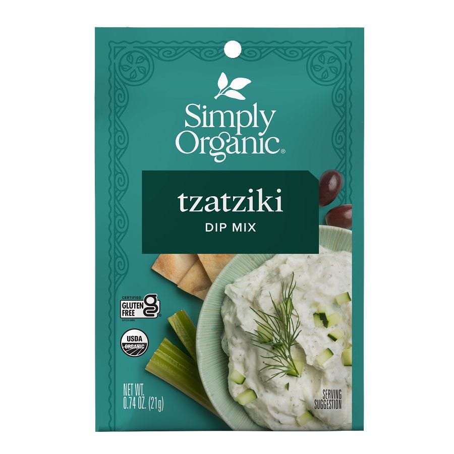 Simply Organic Tzatziki Dip Mix 0.74 oz.