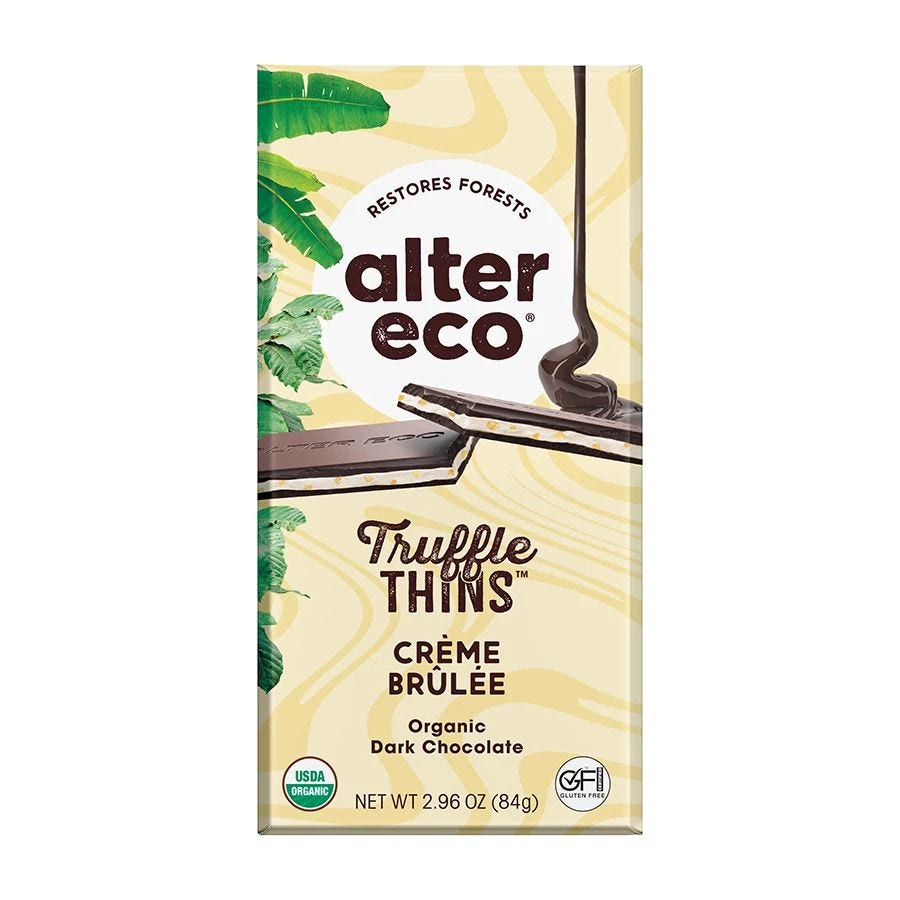 Alter Eco Organic Creme Brulee Truffle Thins Dark Chocolate Bar 2.96 oz.