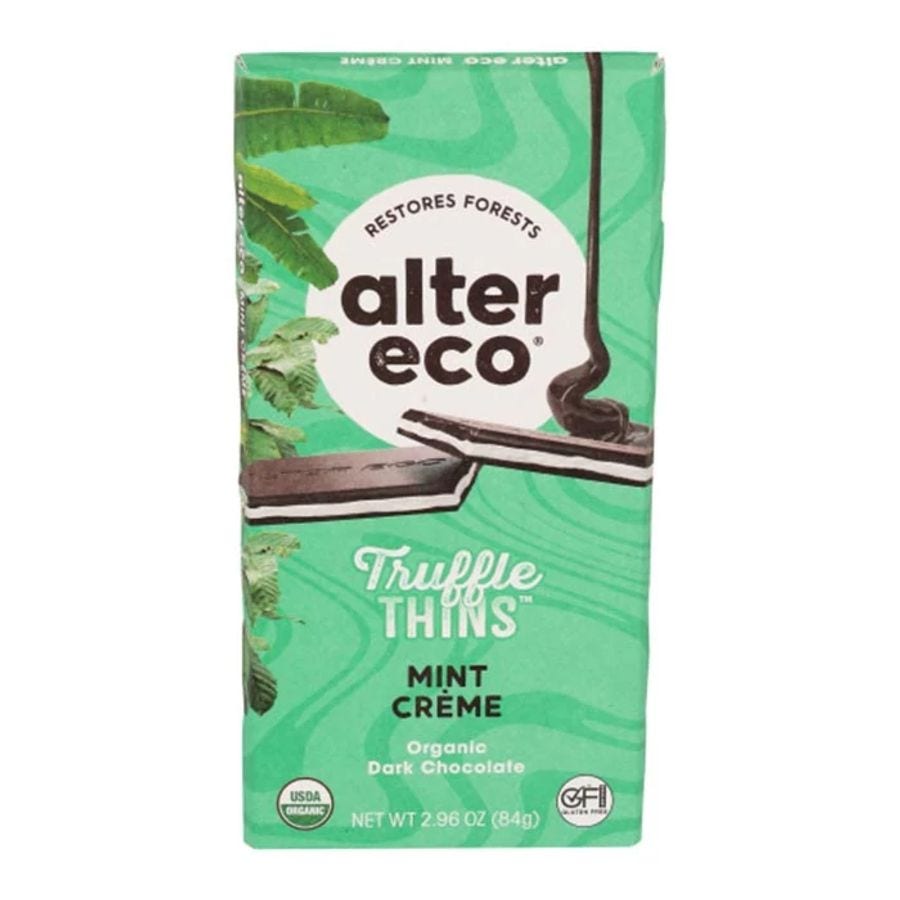 Alter Eco Organic Mint Creme Truffle Thins Dark Chocolate Bar 2.96 oz.