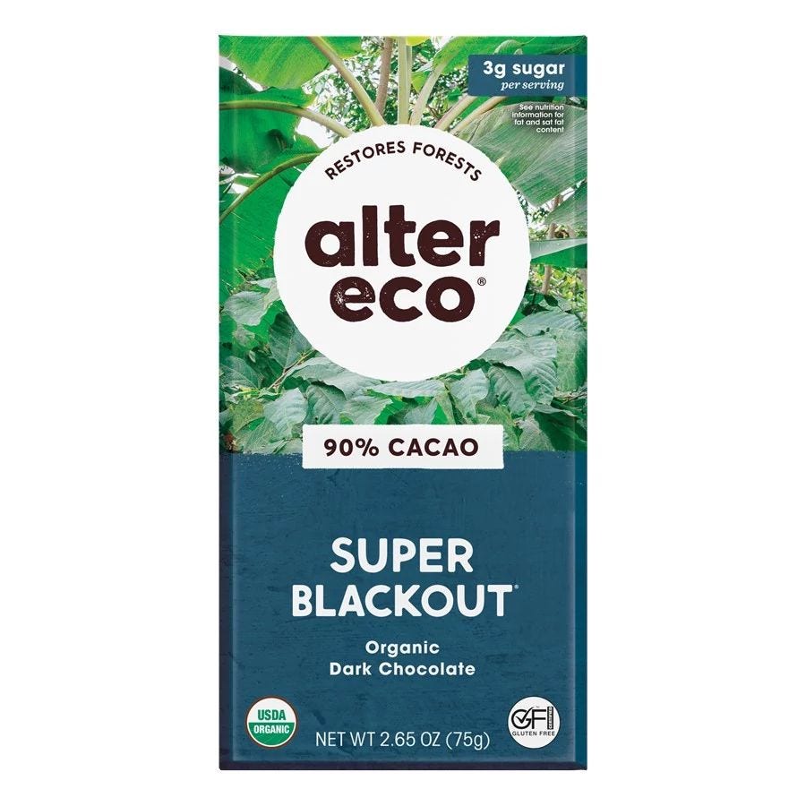 Alter Eco Organic Super Blackout Dark Chocolate Bar 2.82 oz.