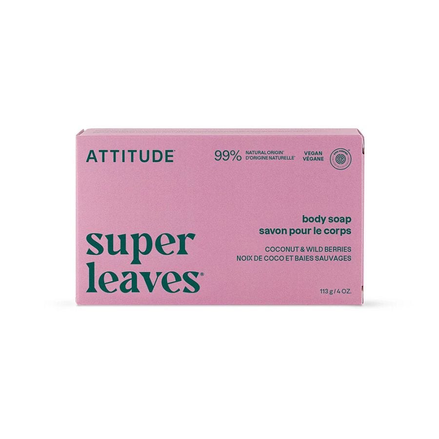 Attitude Super Leaves Coconut & Wild Berries Body Soap Bar 4 oz.