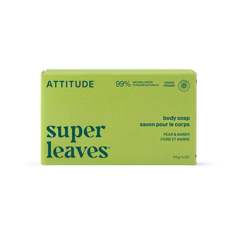 Attitude Super Leaves Pear & Amber Body Soap Bar 4 oz.