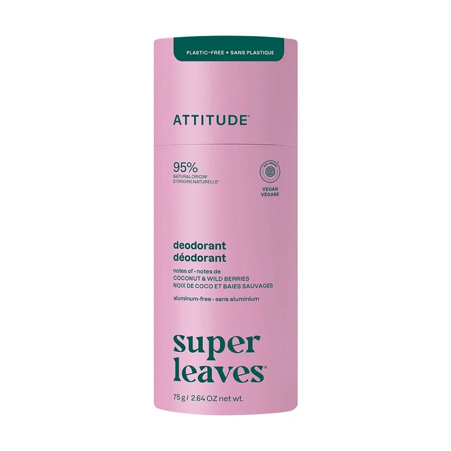 Attitude Super Leaves Coconut & Wild Berries Plastic-Free Deodorant 2.64 oz.