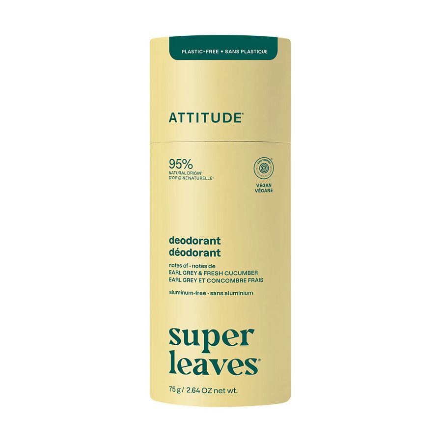 Attitude Super Leaves Earl Grey & Fresh Cucumber Plastic-Free Deodorant 2.64 oz.