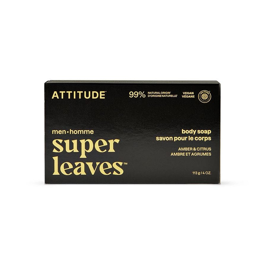 Attitude Men's Amber & Citrus Super Leaves Body Soap 4 oz.