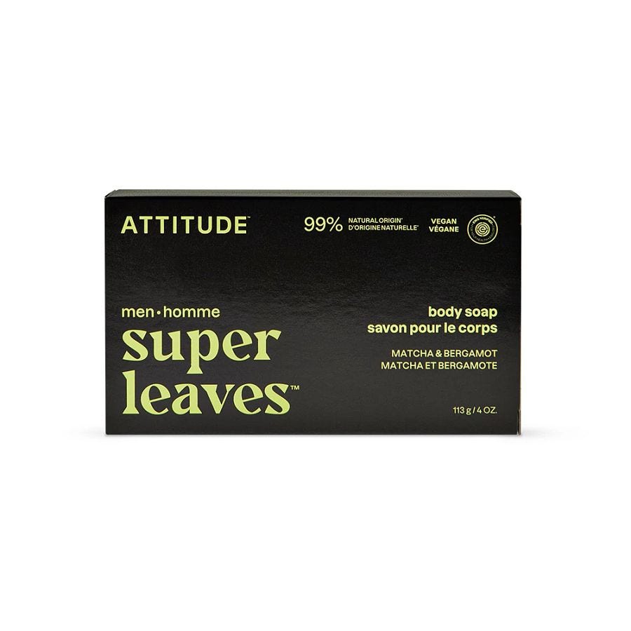 Attitude Men's Matcha & Bergamot Super Leaves Body Soap 4 oz.
