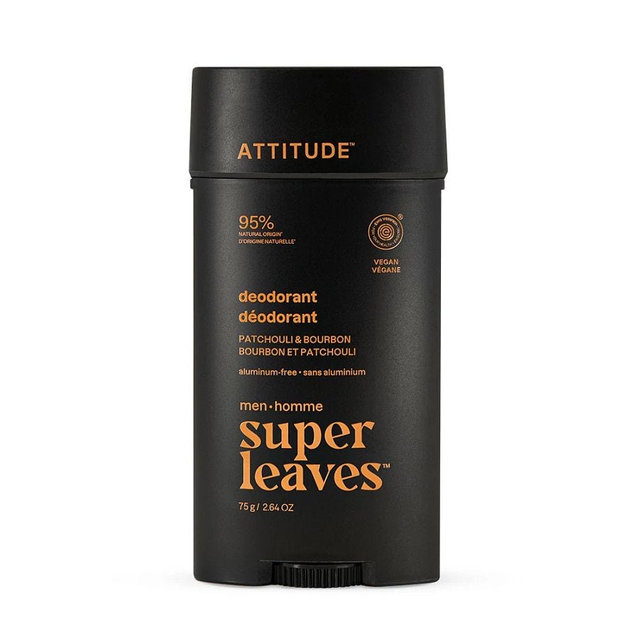 Attitude Men's Patchouli & Bourbon Super Leaves Deodorant 2.64 oz.