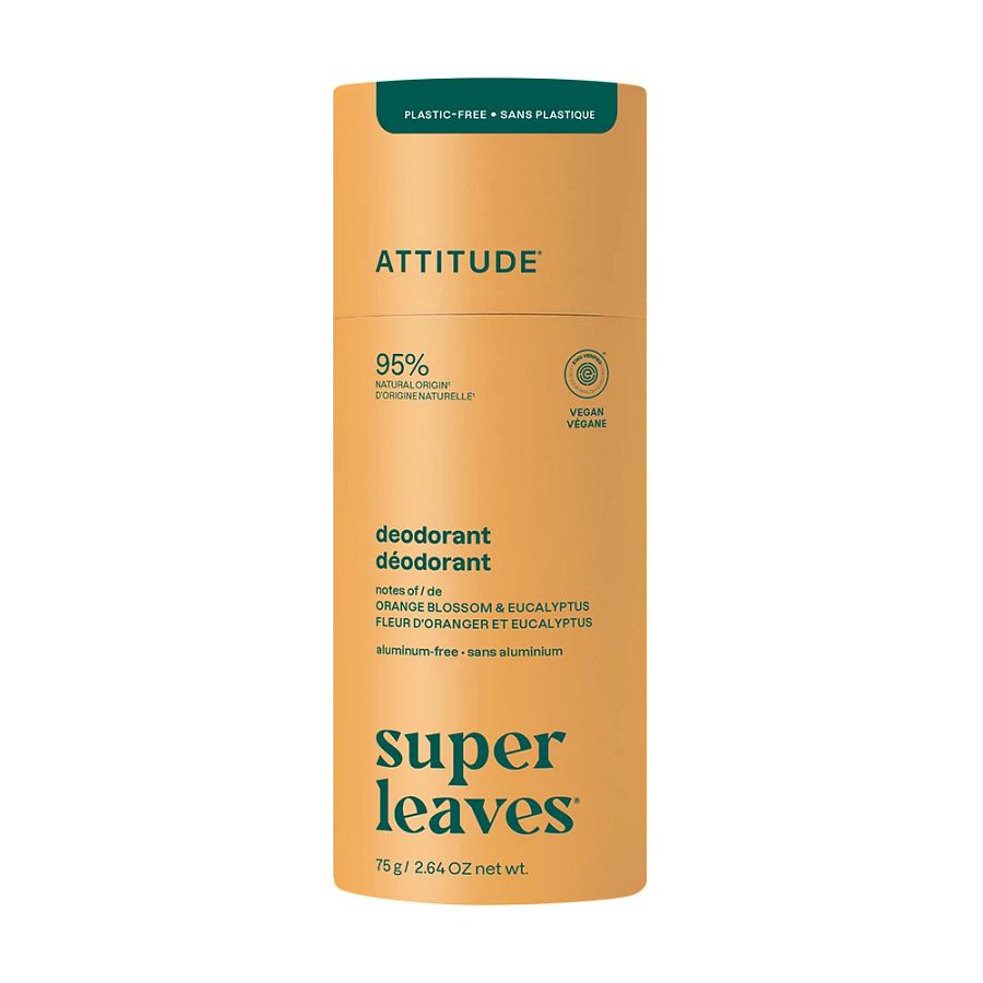 Attitude Super Leaves Orange Blossom & Eucalyptus Plastic-Free Deodorant 2.64 oz.