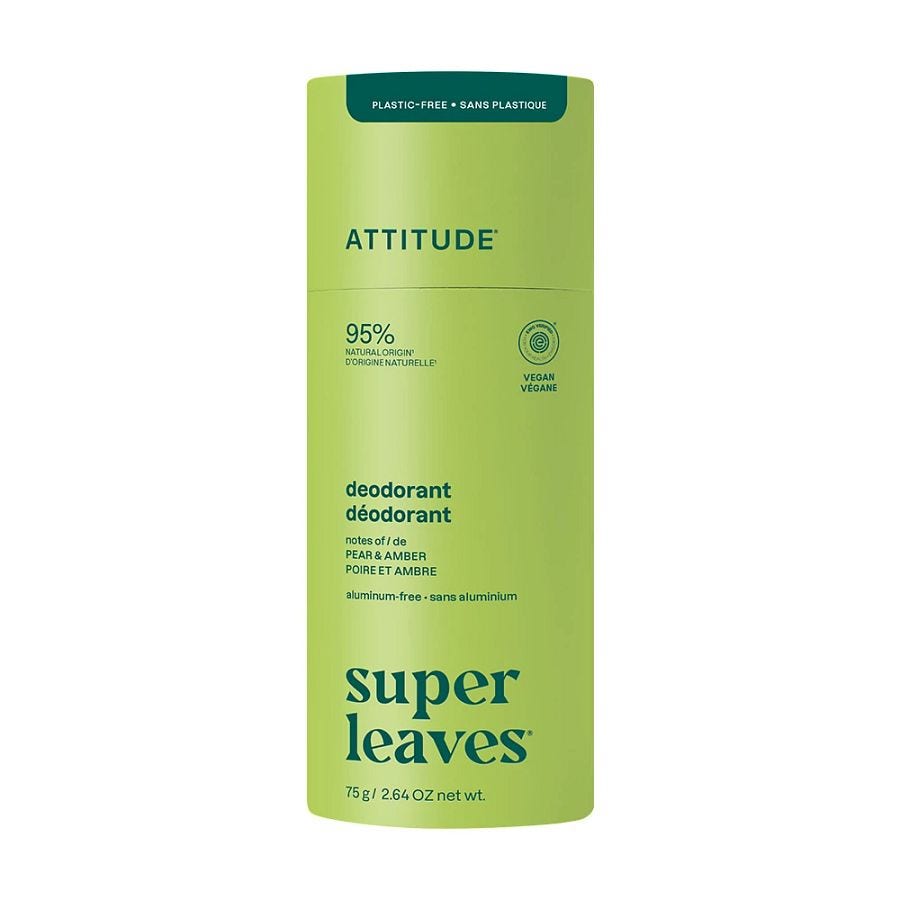 Attitude Super Leaves Pear & Amber Plastic-Free Deodorant 2.64 oz.