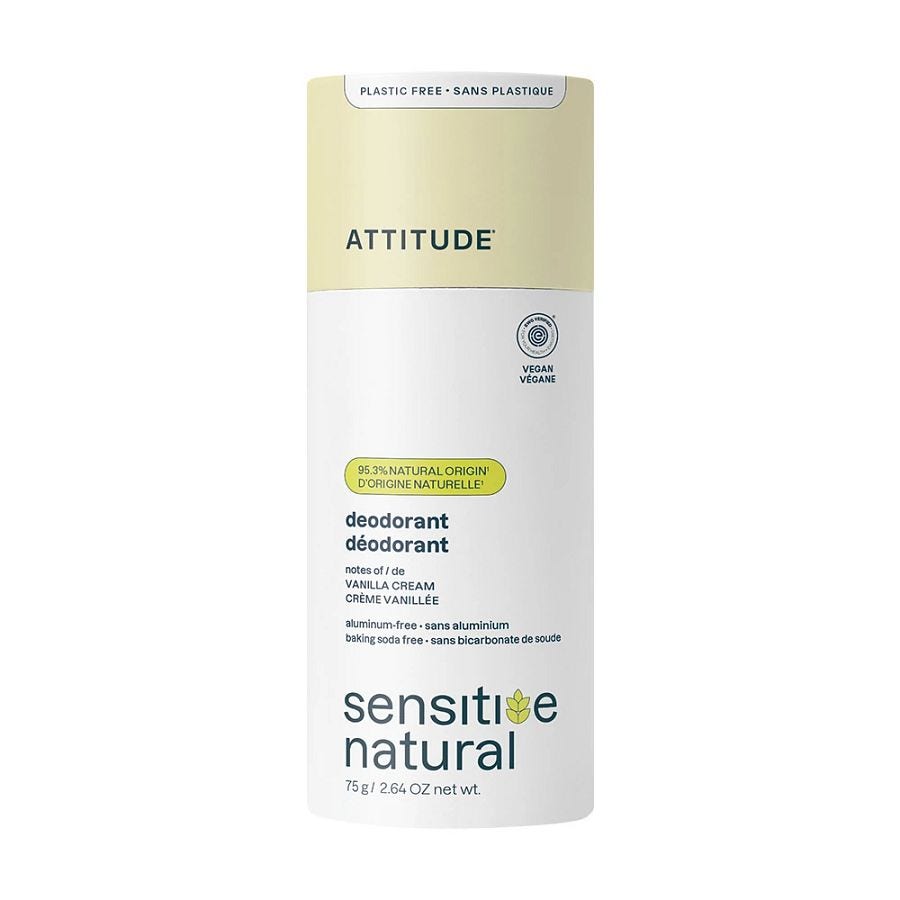 Attitude Super Leaves Vanilla Cream Sensitive Plastic-Free Deodorant 2.64 oz.