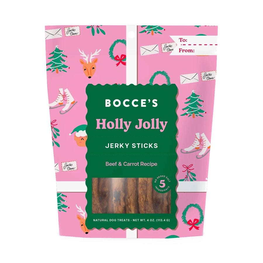 Bocce's Bakery Holly Jolly Dog Jerky Sticks 4 oz.