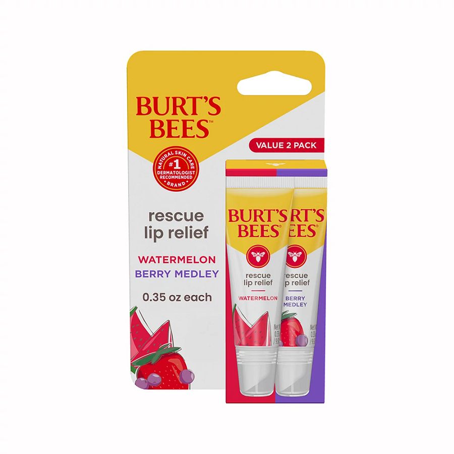 Burt's Bees 2-Pack Watermelon + Berry Medley Rescue Lip Relief 0.35 oz.