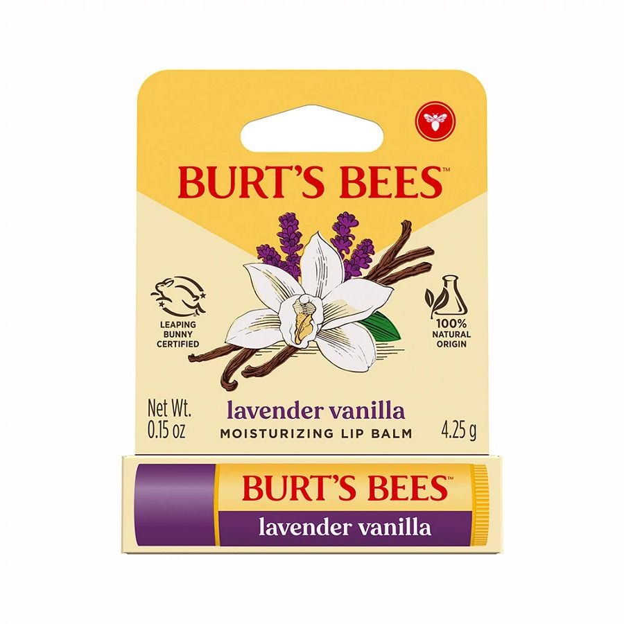 Burt's Bees Lavender Vanilla Lip Balm 0.15 oz. blister box