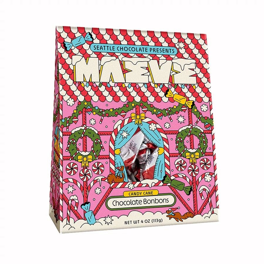Maeve Holiday Peppermint Pad Chocolate Bonbons 4 oz.