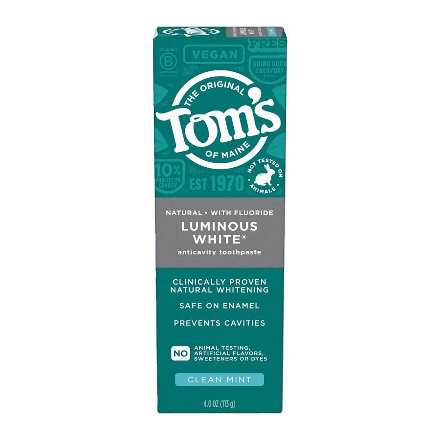 Tom's of Maine Clean Mint Clean Mint Luminous White Anti-Cavity Fluoride Toothpaste 4 oz.