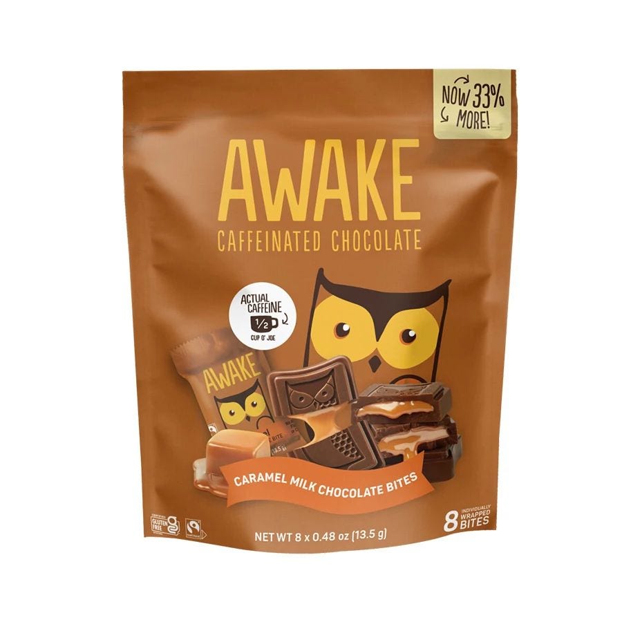 Awake Caffeinated Caramel Milk Chocolate Pouch 8 (0.48 oz.) count