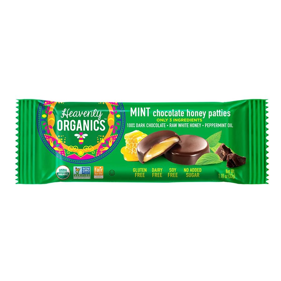 Heavenly Organics Organic Chocolate Mint Honey Patties 1.16 oz.