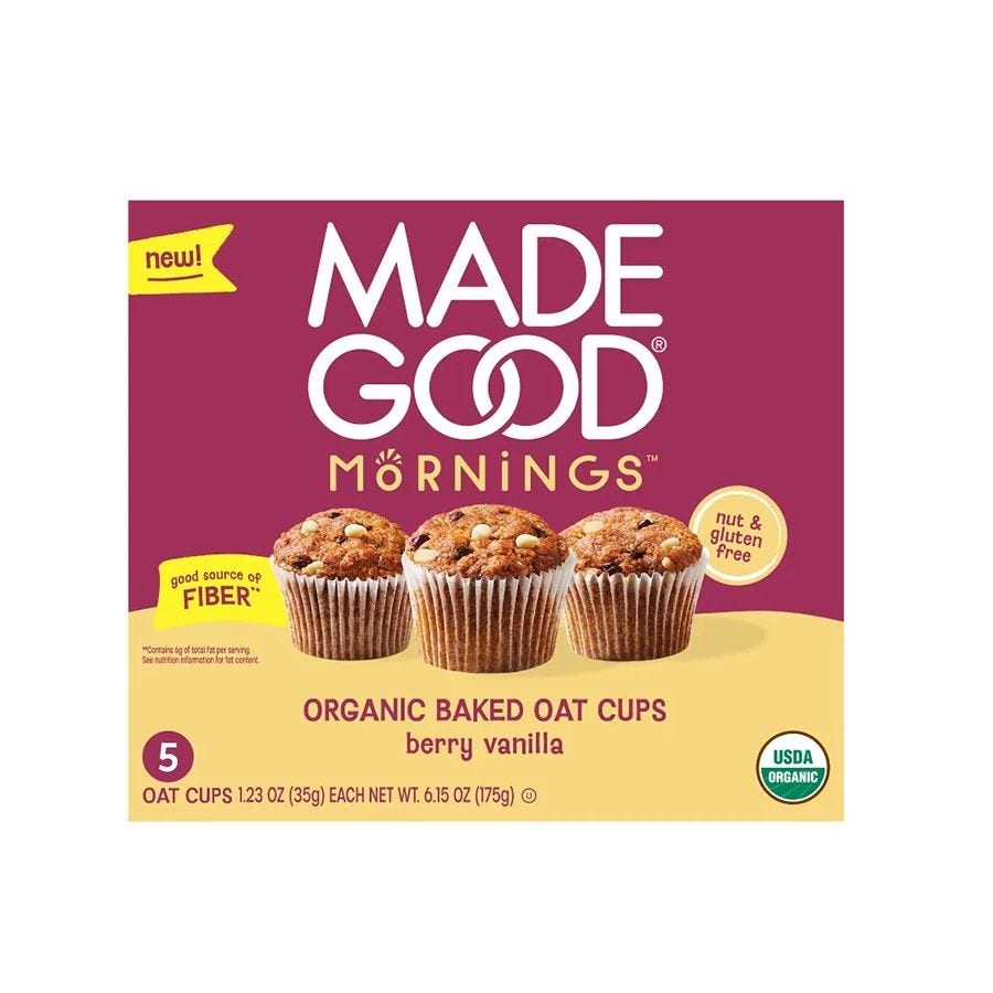 MadeGood Berry Vanilla Organic Baked Oat Cups 5 count