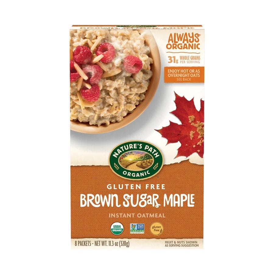 Nature's Path Gluten-Free Brown Sugar Maple Instant Oatmeal 11.3 oz.