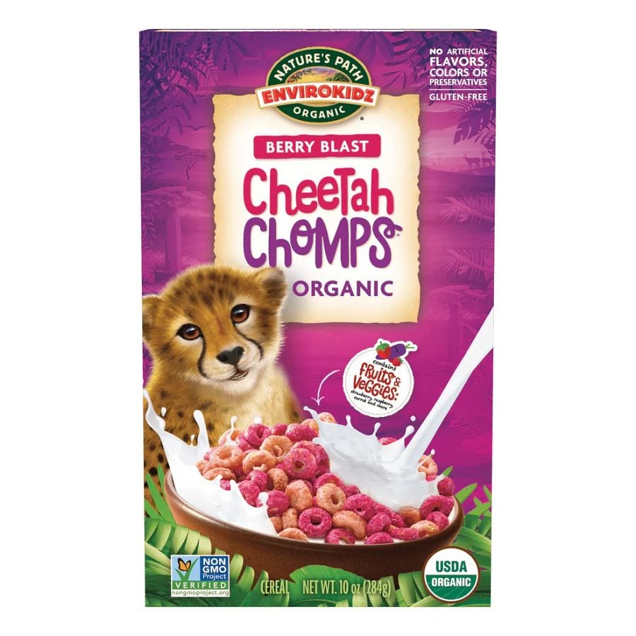 Nature's Path Berry Blast Cheetah Chomps Envirokids Organic Cereal 10 oz.