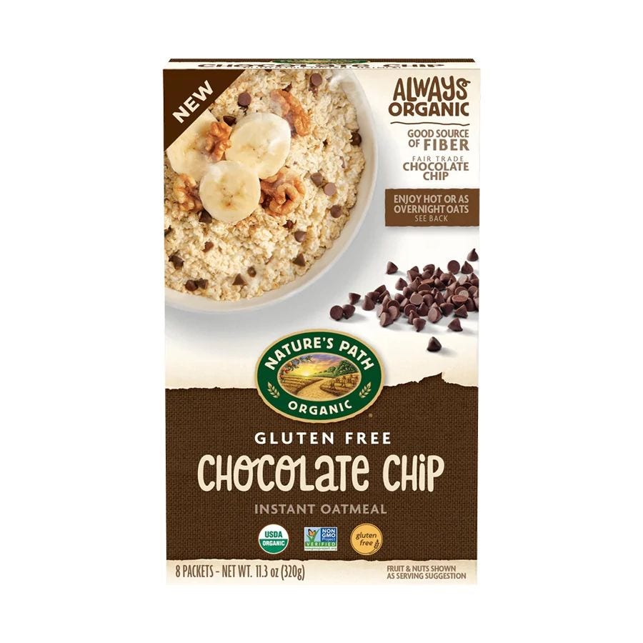 Nature's Path Gluten-Free Chocolate Chip Instant Oatmeal 11.3 oz.
