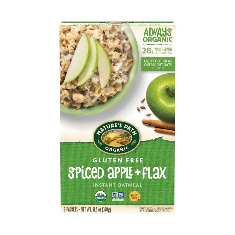 Nature's Path Gluten-Free Spiced Apple + Flax Instant Oatmeal 11.3 oz.