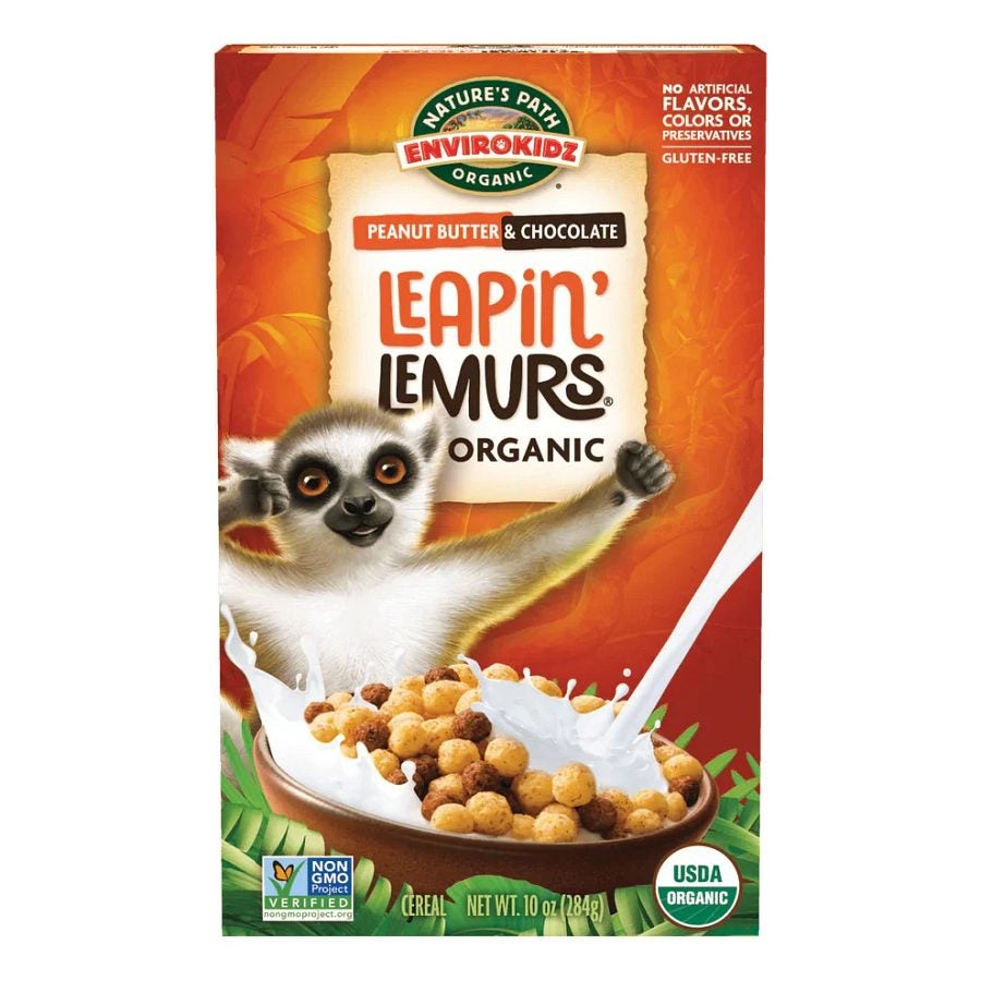 Nature's Path Peanut Butter & Chocolate Leapin' Lemurs Envirokids Organic Cereal 10 oz.