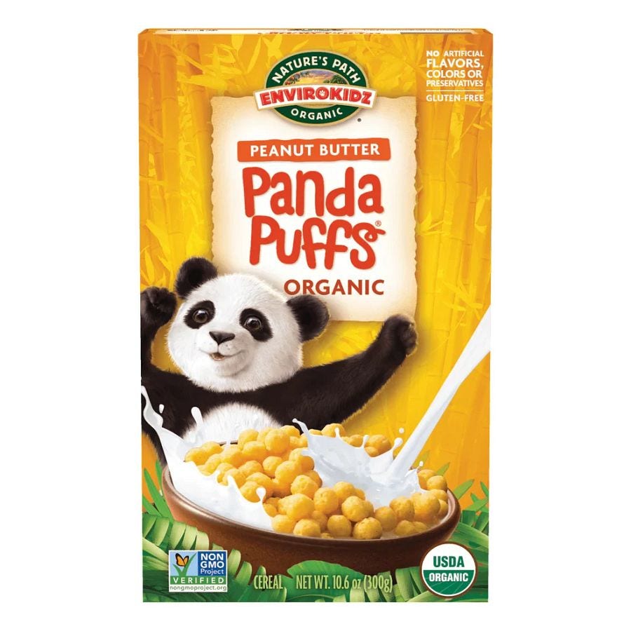 Nature's Path Peanut Butter Panda Puffs Envirokids Organic Cereal 10.6 oz.